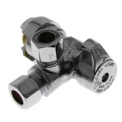 Best Sale 😍 SharkBite 1/2 in. PTC X 3/8 in. Compression Brass Dual Outlet Angle Stop ✨