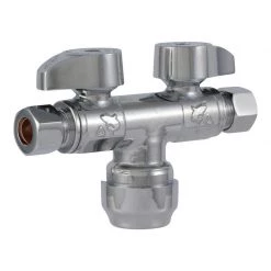 New ✨ SharkBite 1/2 in. Compression X 3/8 in. Compression Brass Dual Shut-Off Valve 🔥