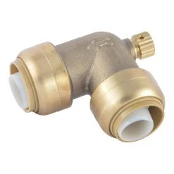 Best Sale 🎉 SharkBite Push to Connect 3/4 in. PTC X 3/4 in. D PTC Brass 90 Degree Elbow w/Drain 🤩